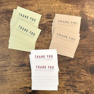 Mini Thank You Cards For Shipping Sold Items - Green, Tan, White